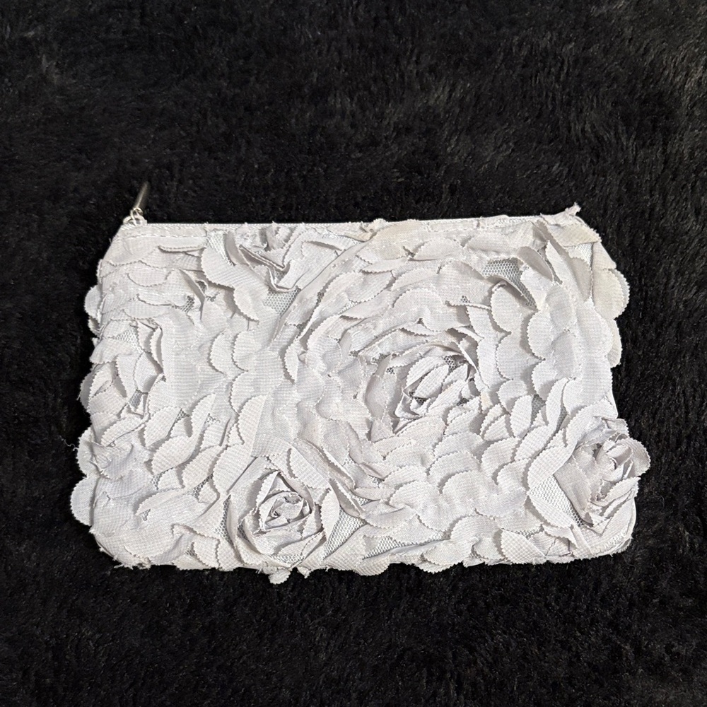 Floral Textured Clutch in White
